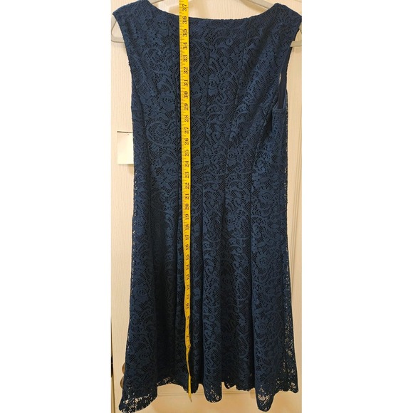 Women's Dark Teal Navy Blue Sleeveless Dress Lace Overlay, Size 8, New With Tags - Picture 7 of 9